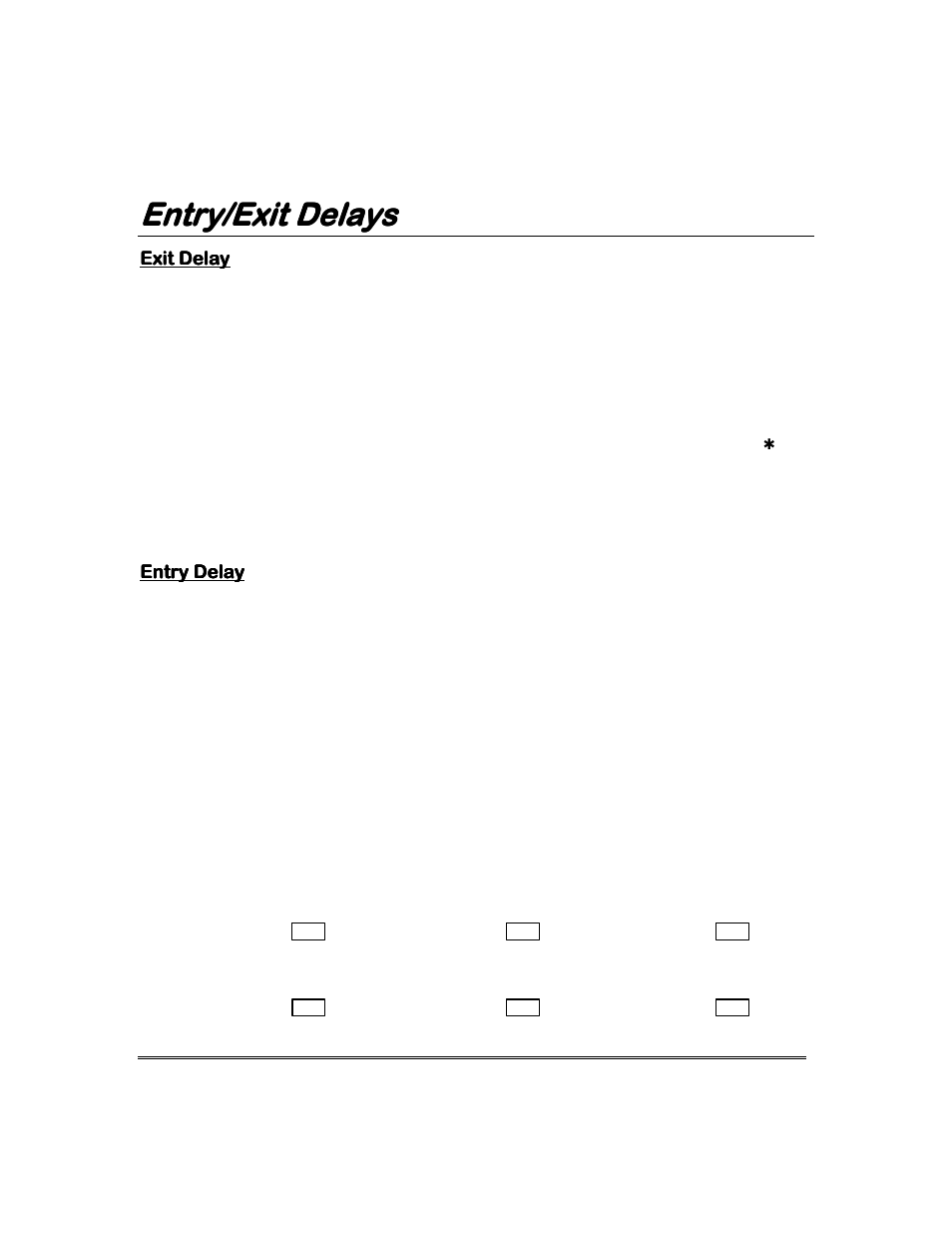 Entry/exit delays, Exit delay, Entry delay | Garmin FA168CPS User Manual | Page 12 / 64