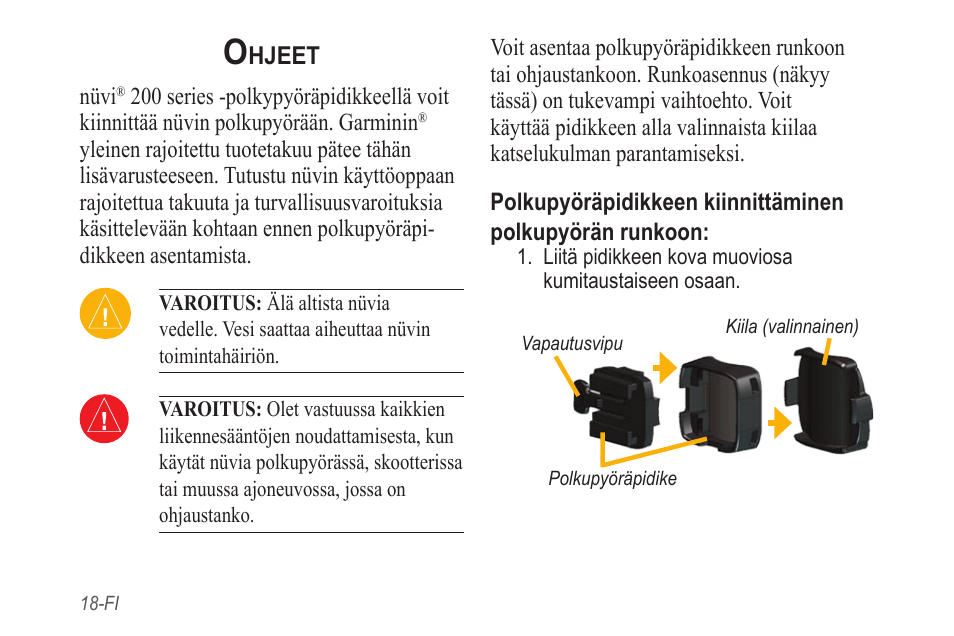 Ohjeet | Garmin NVI 200 User Manual | Page 18 / 28