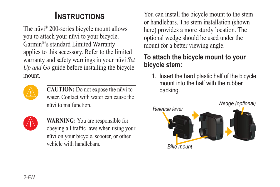 Instructions (english) | Garmin NVI 200 User Manual | Page 2 / 28