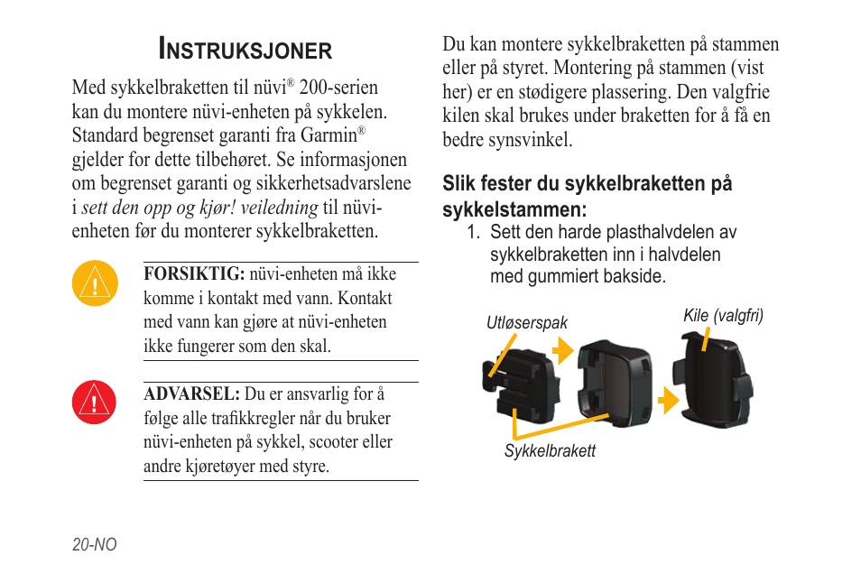 Instruksjoner | Garmin NVI 200 User Manual | Page 20 / 28