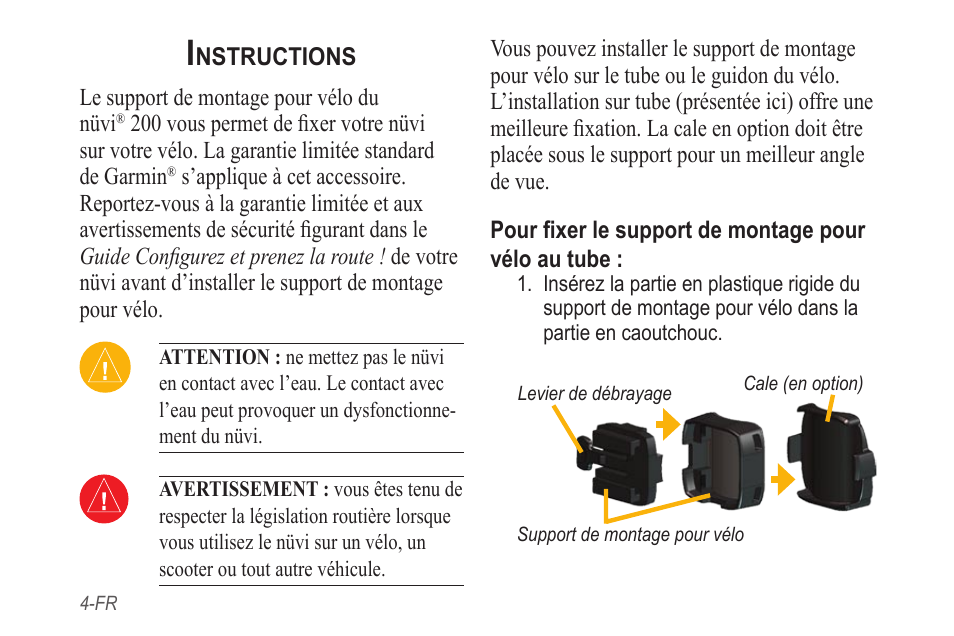 Instructions (français) | Garmin NVI 200 User Manual | Page 4 / 28