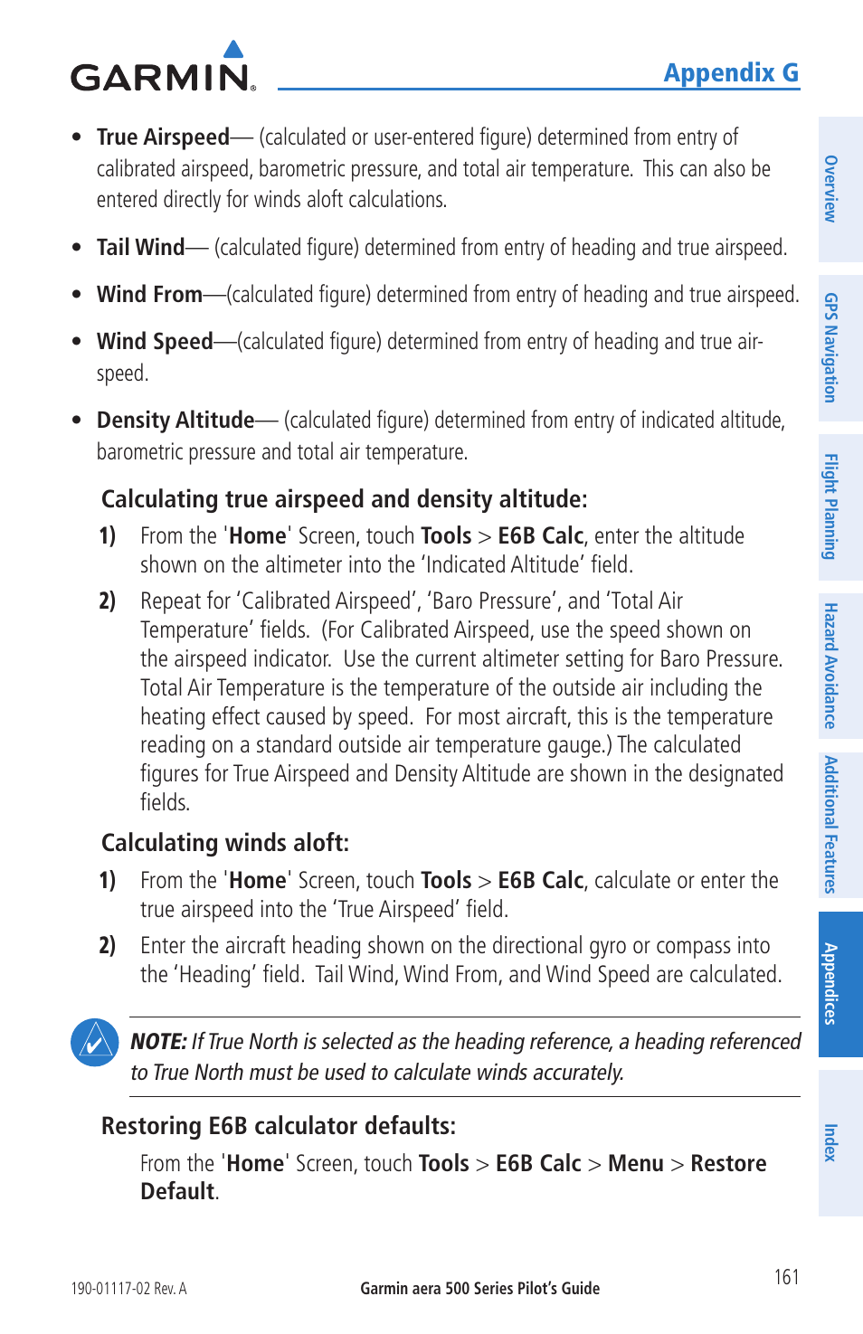 Appendix g | Garmin aera 500 User Manual | Page 173 / 202