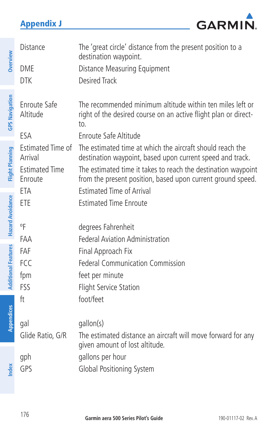 Garmin aera 500 User Manual | Page 188 / 202