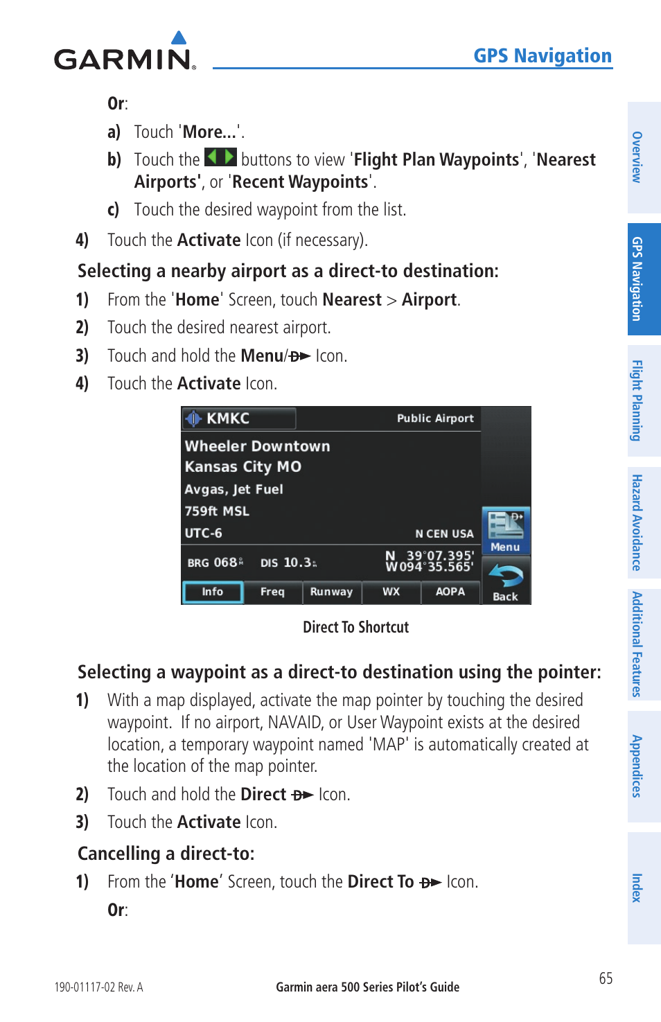 Gps navigation | Garmin aera 500 User Manual | Page 77 / 202