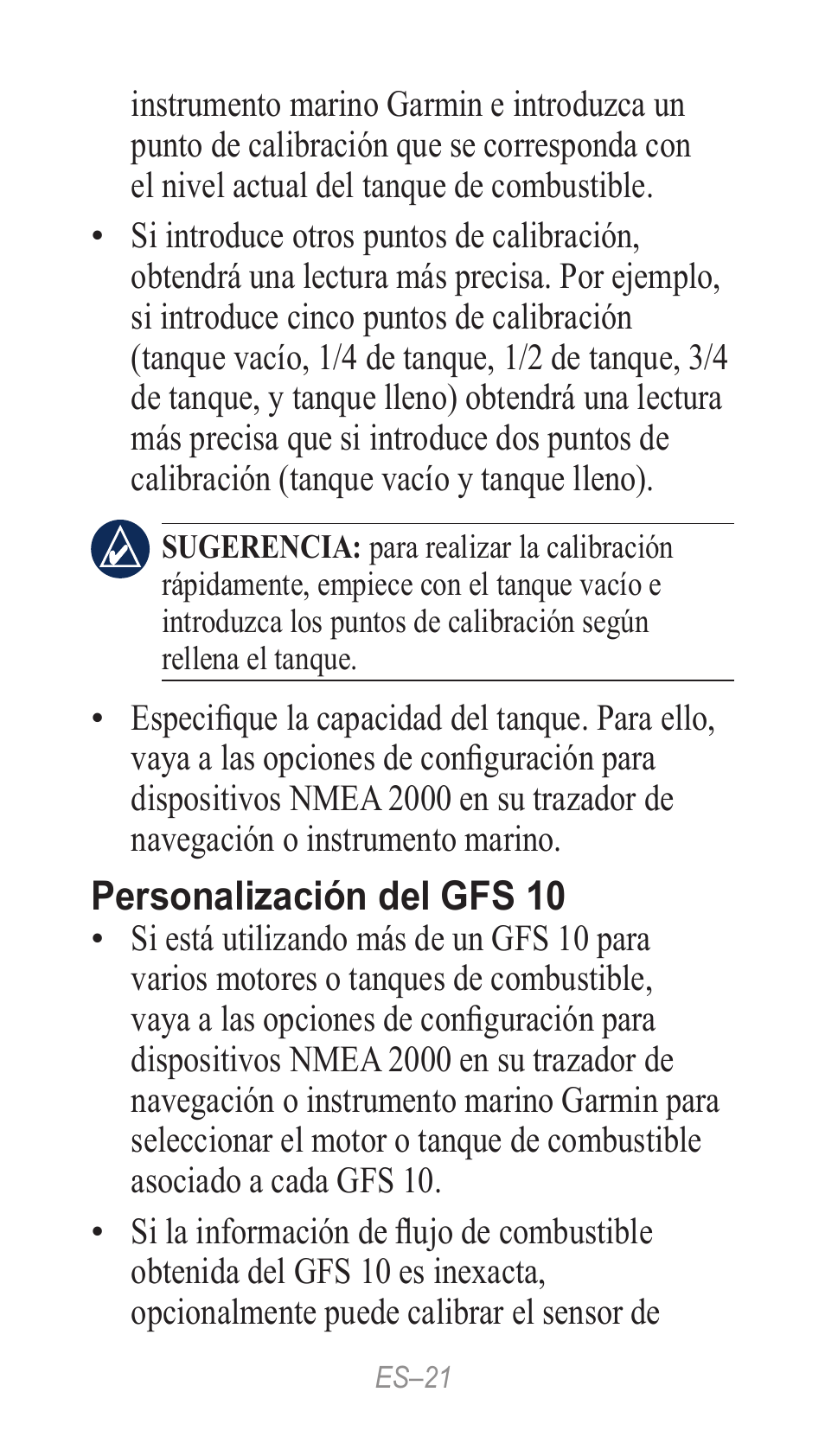 Personalización del gfs 10 | Garmin GFS 10 User Manual | Page 21 / 24