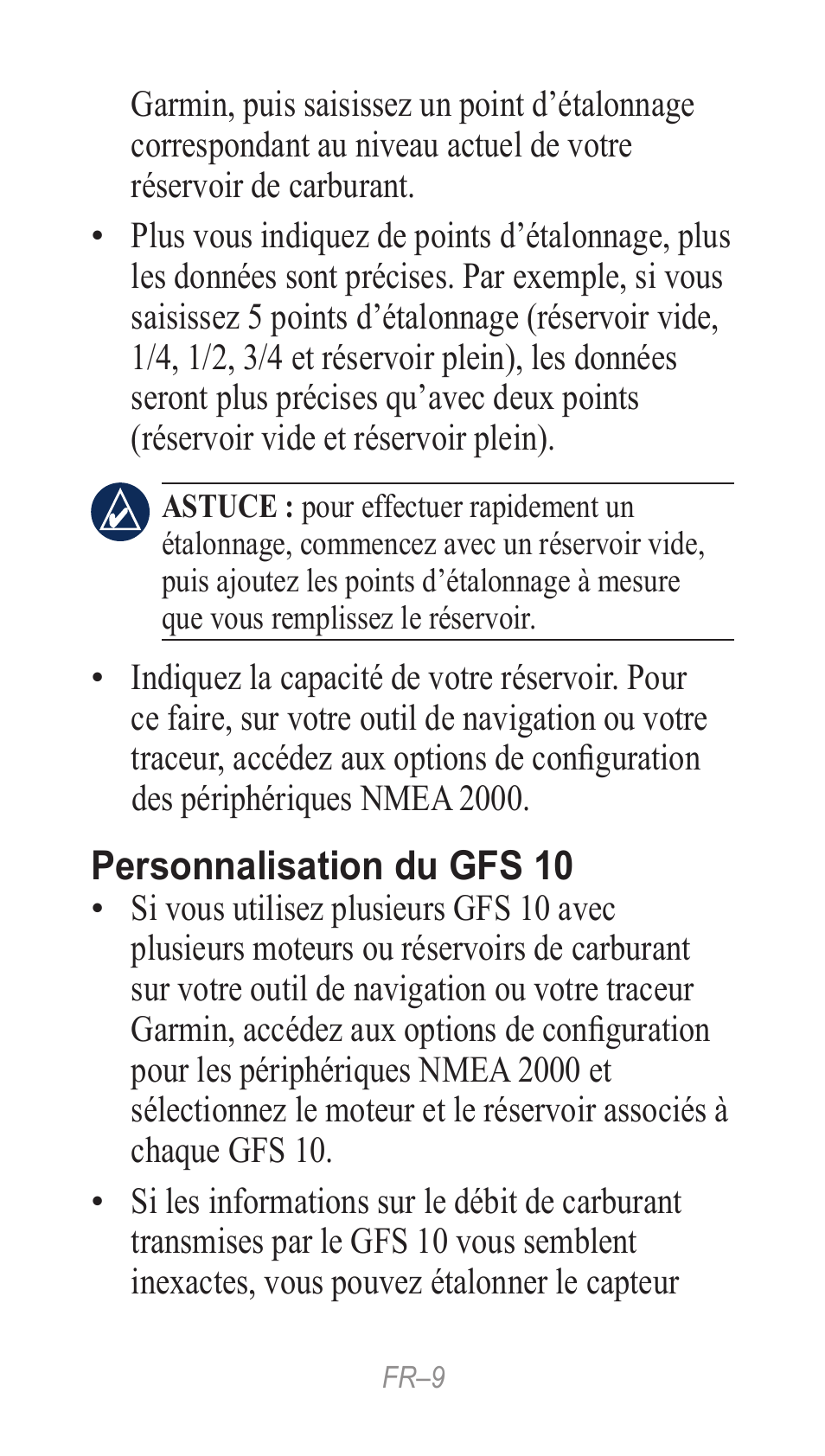Personnalisation du gfs 10 | Garmin GFS 10 User Manual | Page 9 / 24