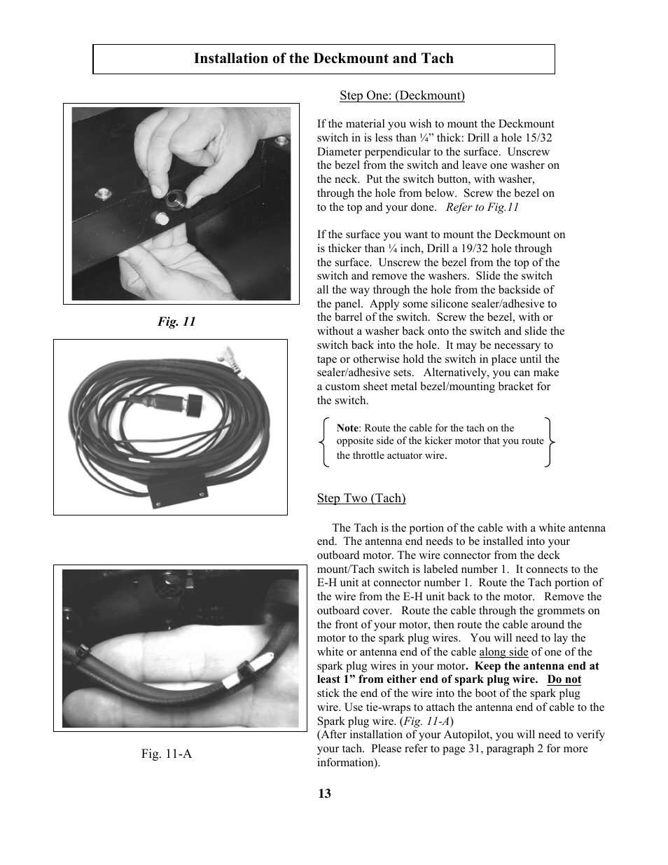 Installation of the deckmount and tach | Garmin TR-1 GOLD 906-2000-00 User Manual | Page 13 / 38