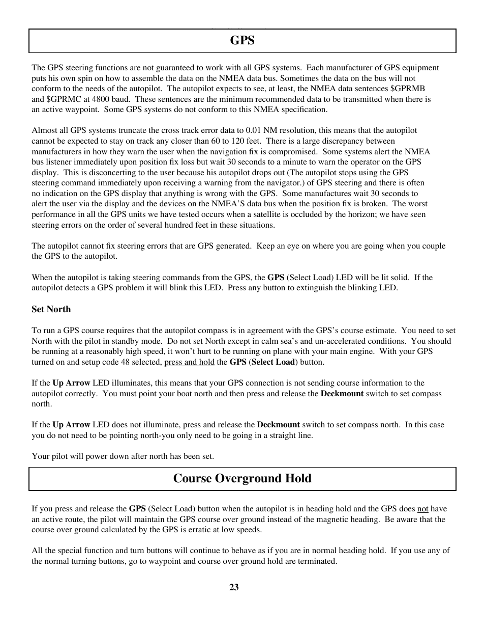 Gps steering, Course overground hold gps | Garmin TR-1 GOLD 906-2000-00 User Manual | Page 23 / 38