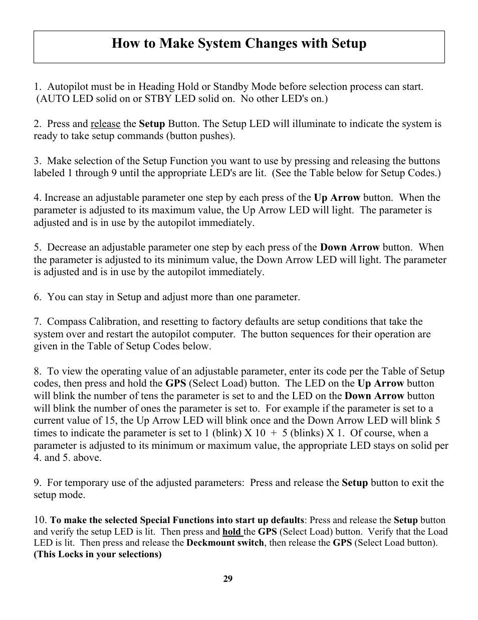 How to make system changes with setup | Garmin TR-1 GOLD 906-2000-00 User Manual | Page 29 / 38