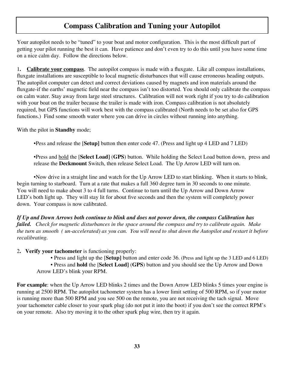 Compass calibration and tuning your autopilot | Garmin TR-1 GOLD 906-2000-00 User Manual | Page 33 / 38