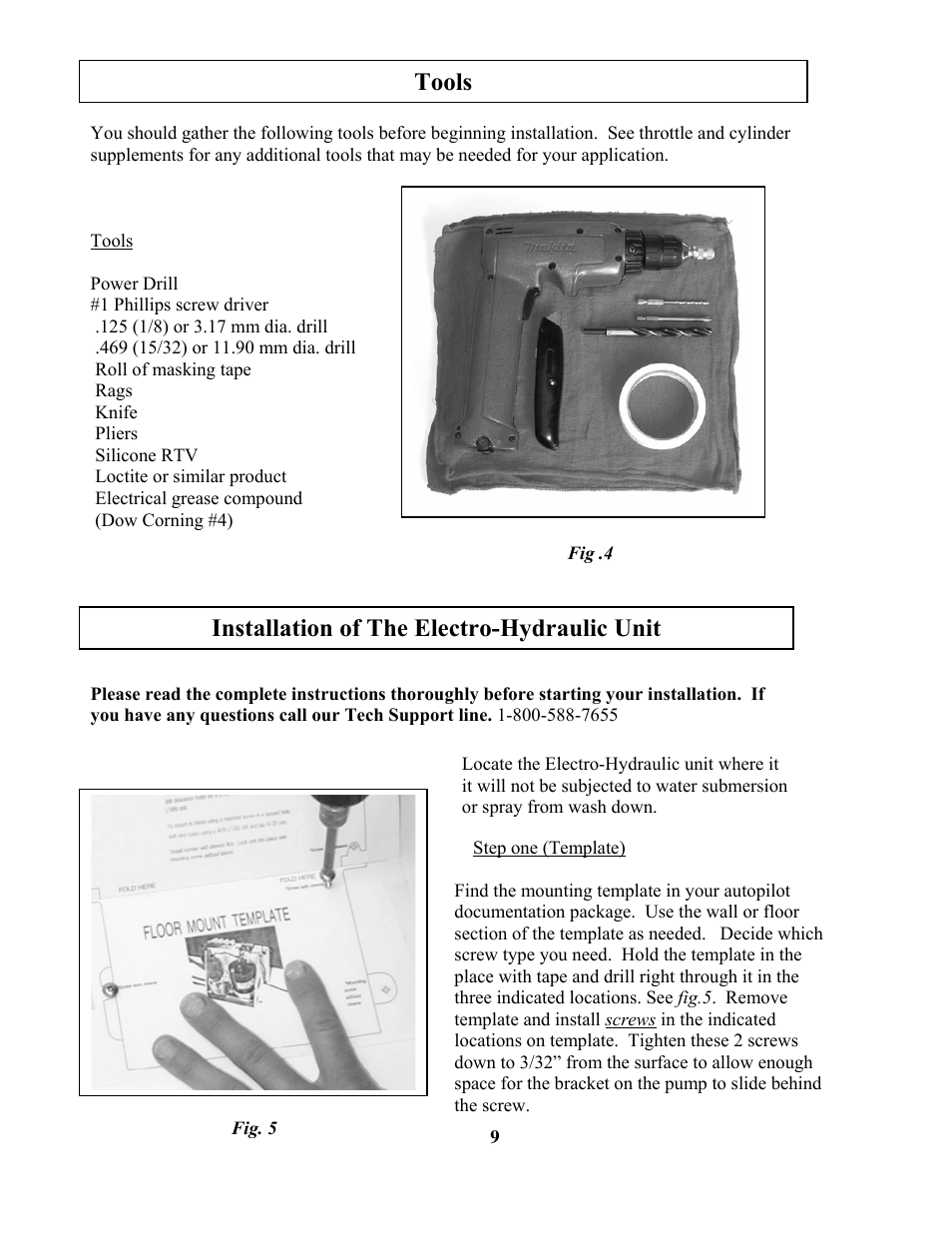 Tools, Installation of the electro-hydraulic unit | Garmin TR-1 GOLD 906-2000-00 User Manual | Page 9 / 38