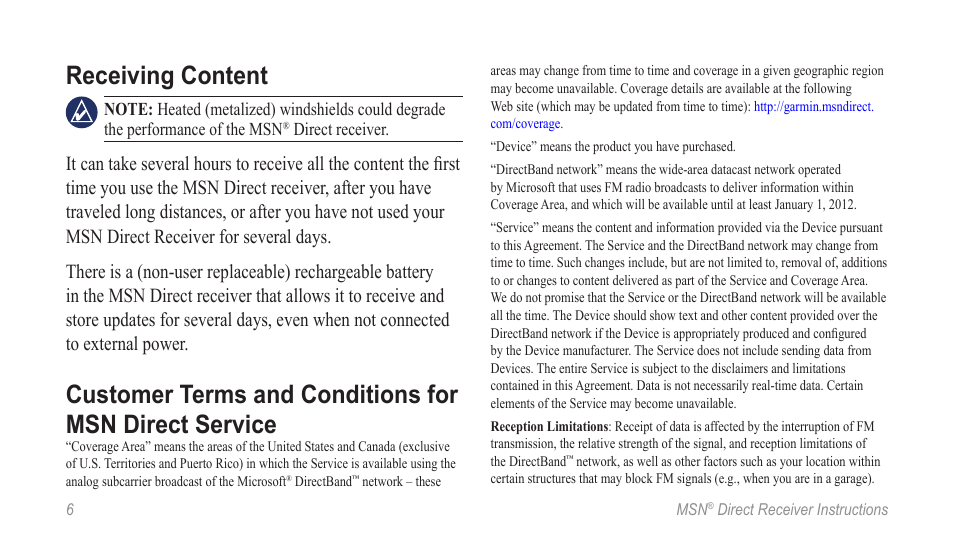 Receiving content | Garmin GDB 55 User Manual | Page 6 / 8