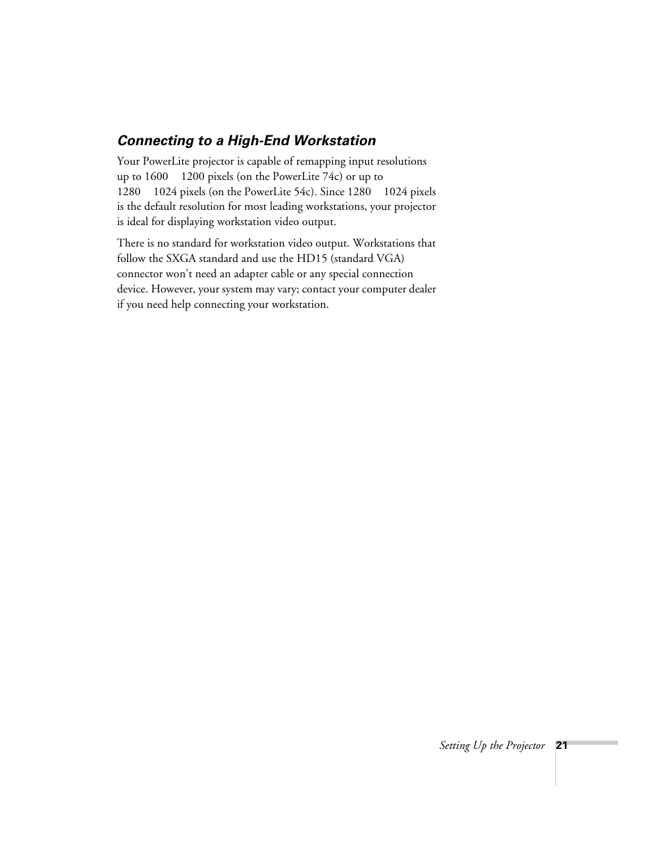 Connecting to a high-end workstation | Epson 74c User Manual | Page 21 / 106