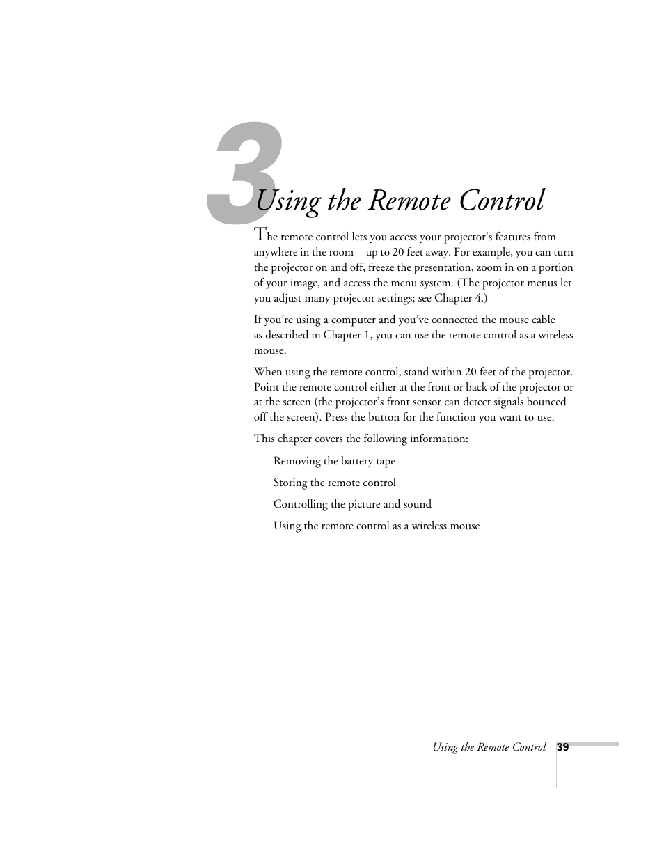 Using the remote control | Epson 74c User Manual | Page 39 / 106