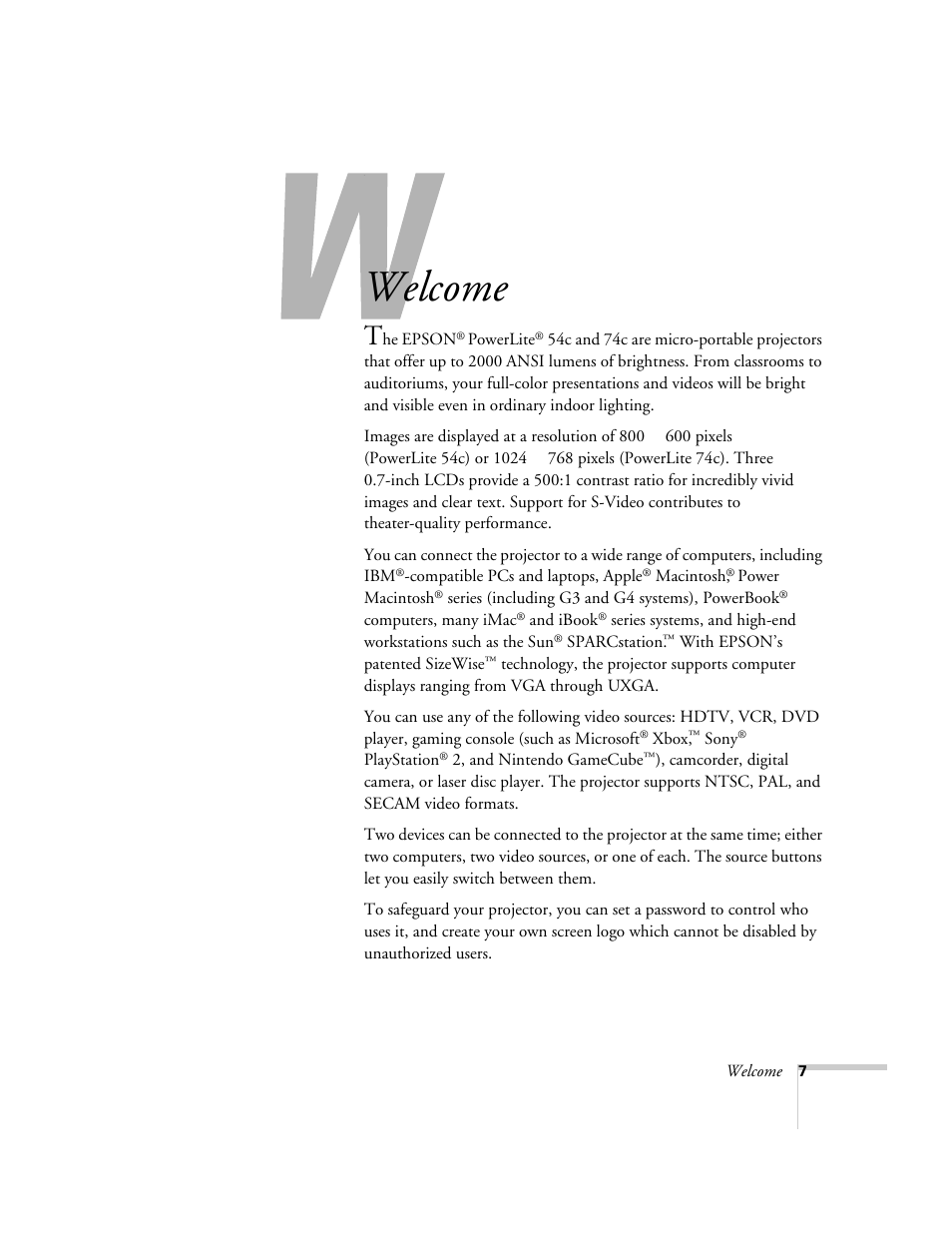 Welcome | Epson 74c User Manual | Page 7 / 106
