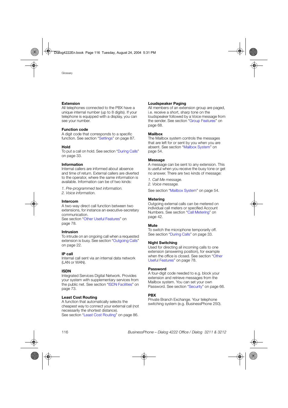 Dialog 4222 Office User Manual | Page 116 / 124