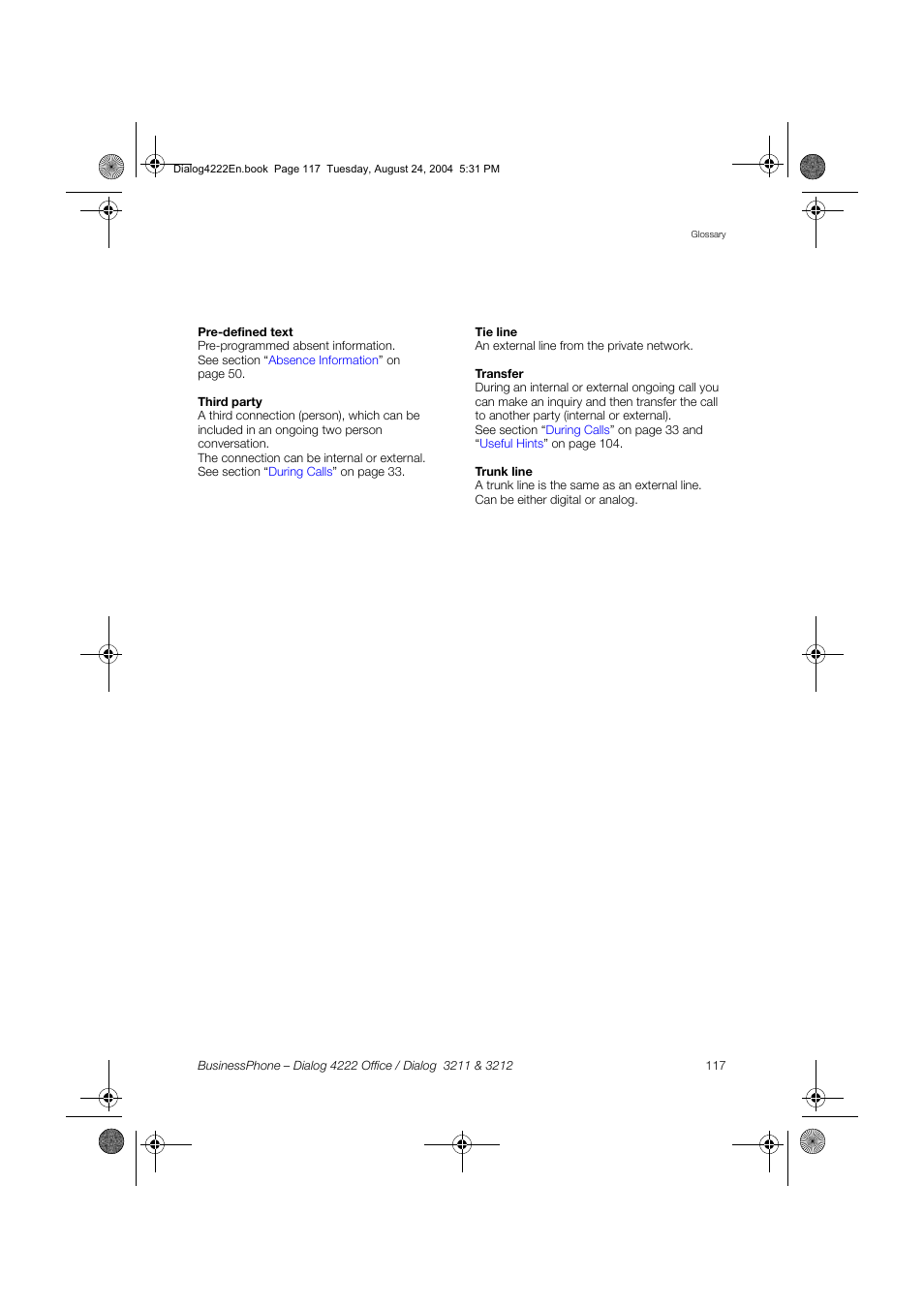 Dialog 4222 Office User Manual | Page 117 / 124