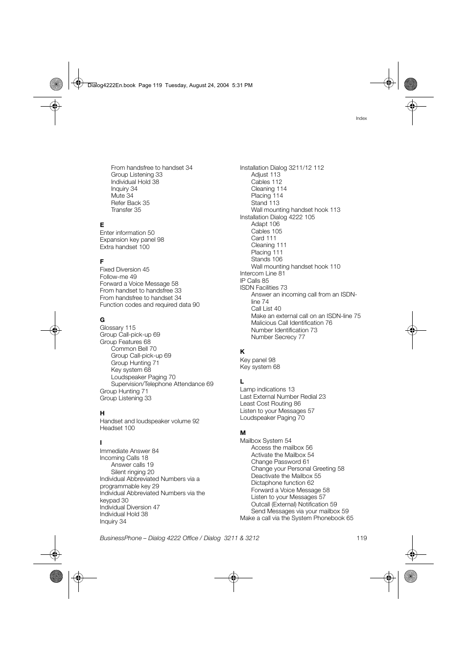 Dialog 4222 Office User Manual | Page 119 / 124