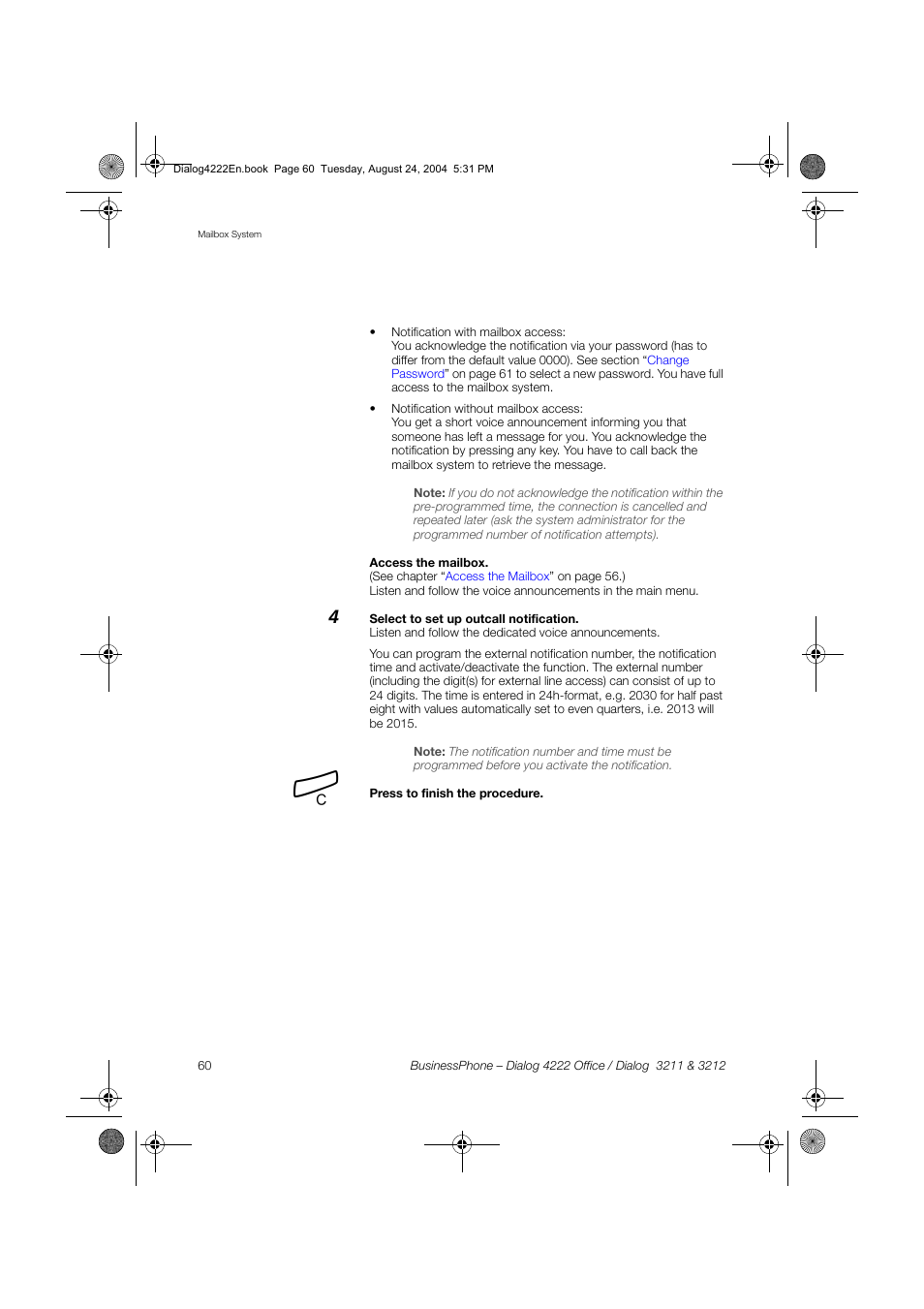 Dialog 4222 Office User Manual | Page 60 / 124