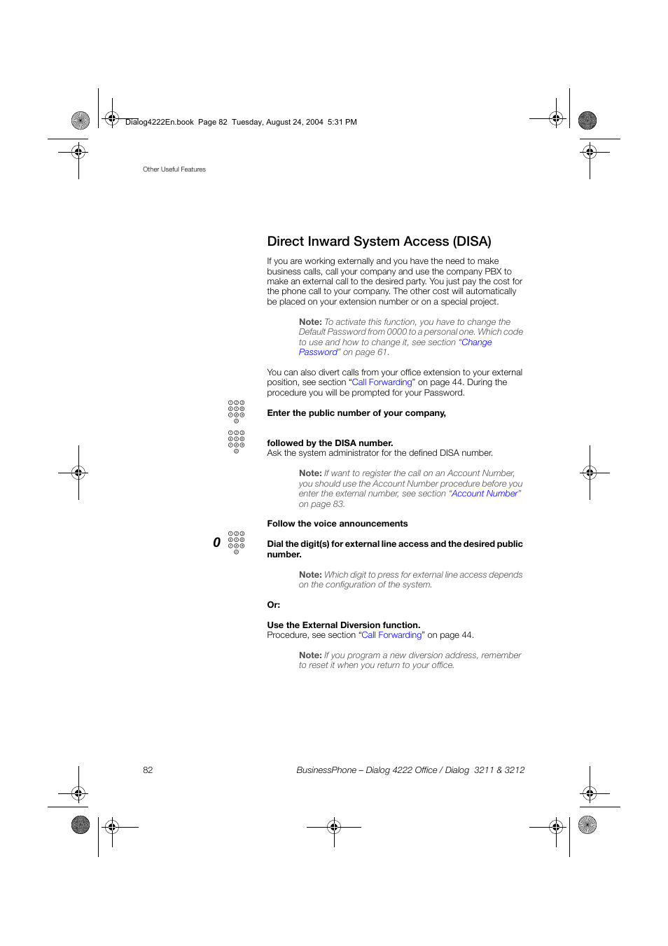Direct inward system access (disa) | Dialog 4222 Office User Manual | Page 82 / 124