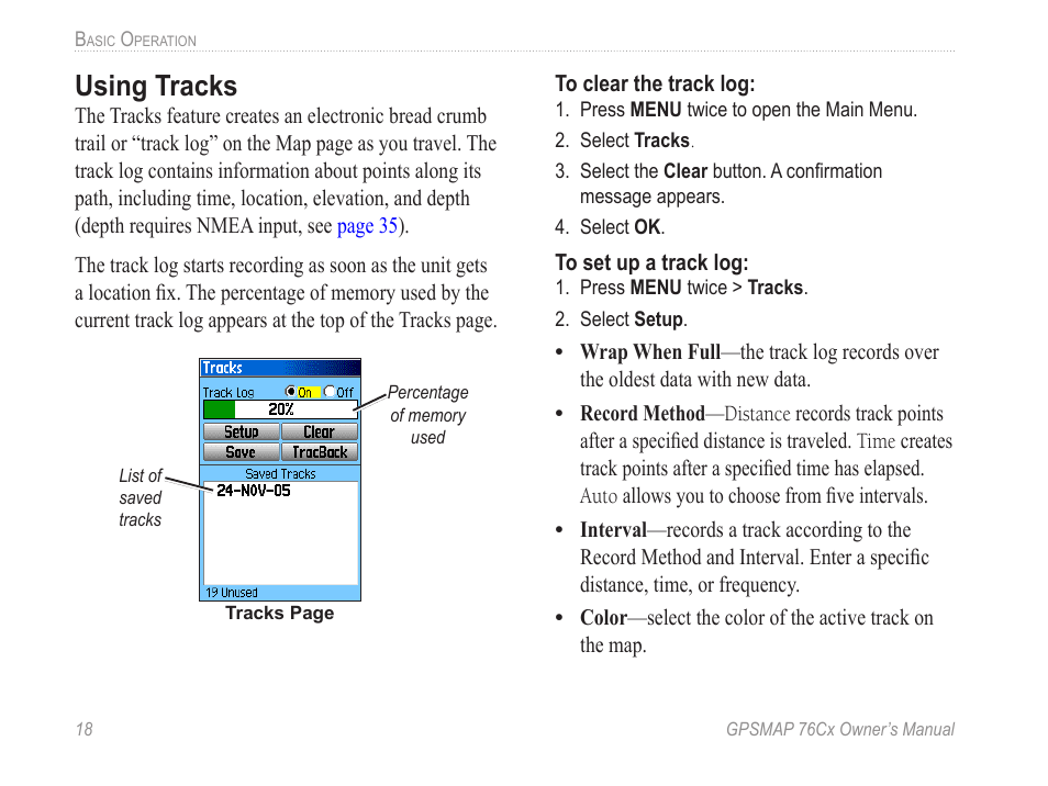 Using tracks | Garmin GPSMAP 190-00557-00 User Manual | Page 24 / 58