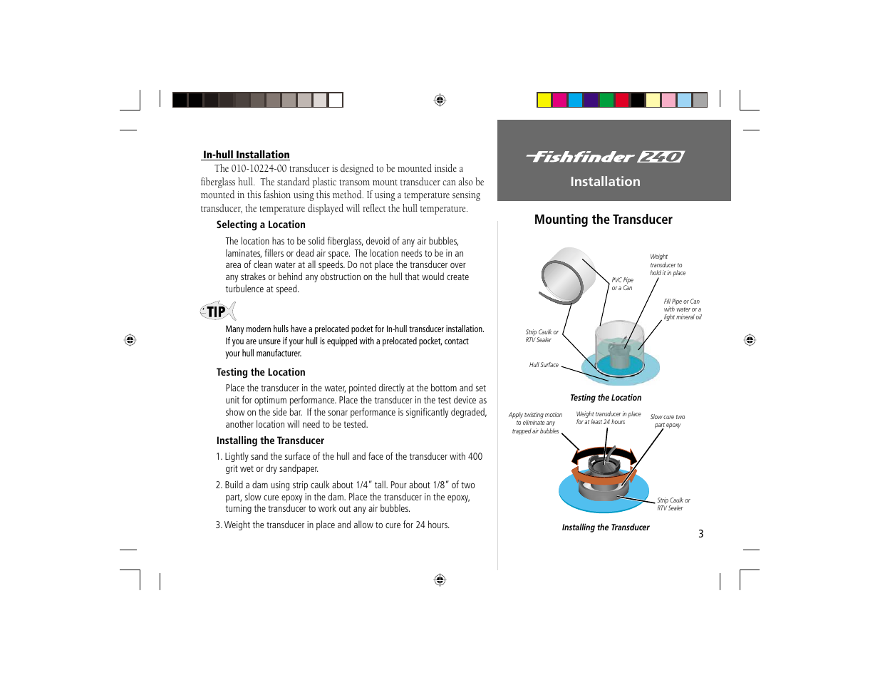 Installation mounting the transducer | Garmin 240 User Manual | Page 11 / 50