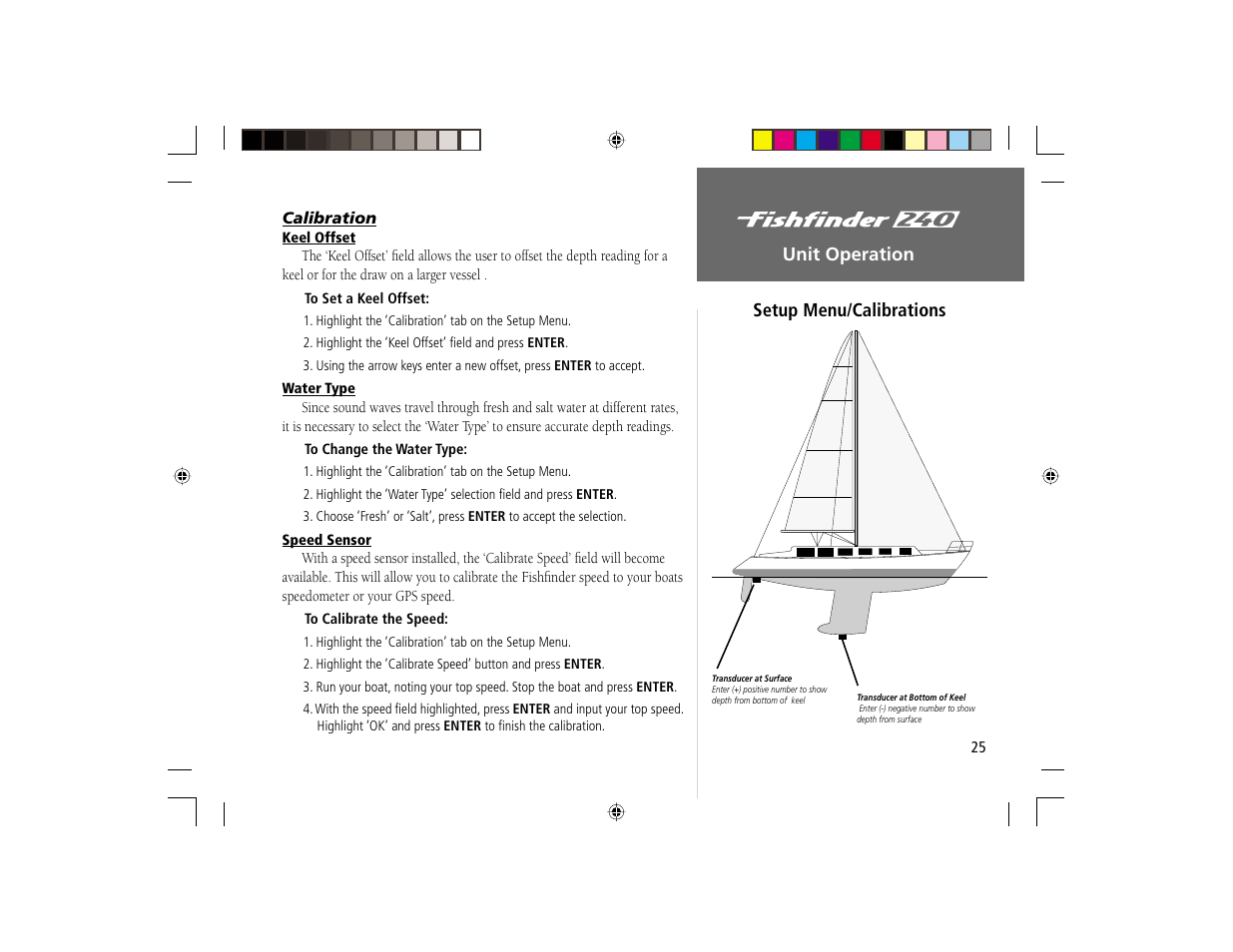 Unit operation setup menu/calibrations | Garmin 240 User Manual | Page 33 / 50