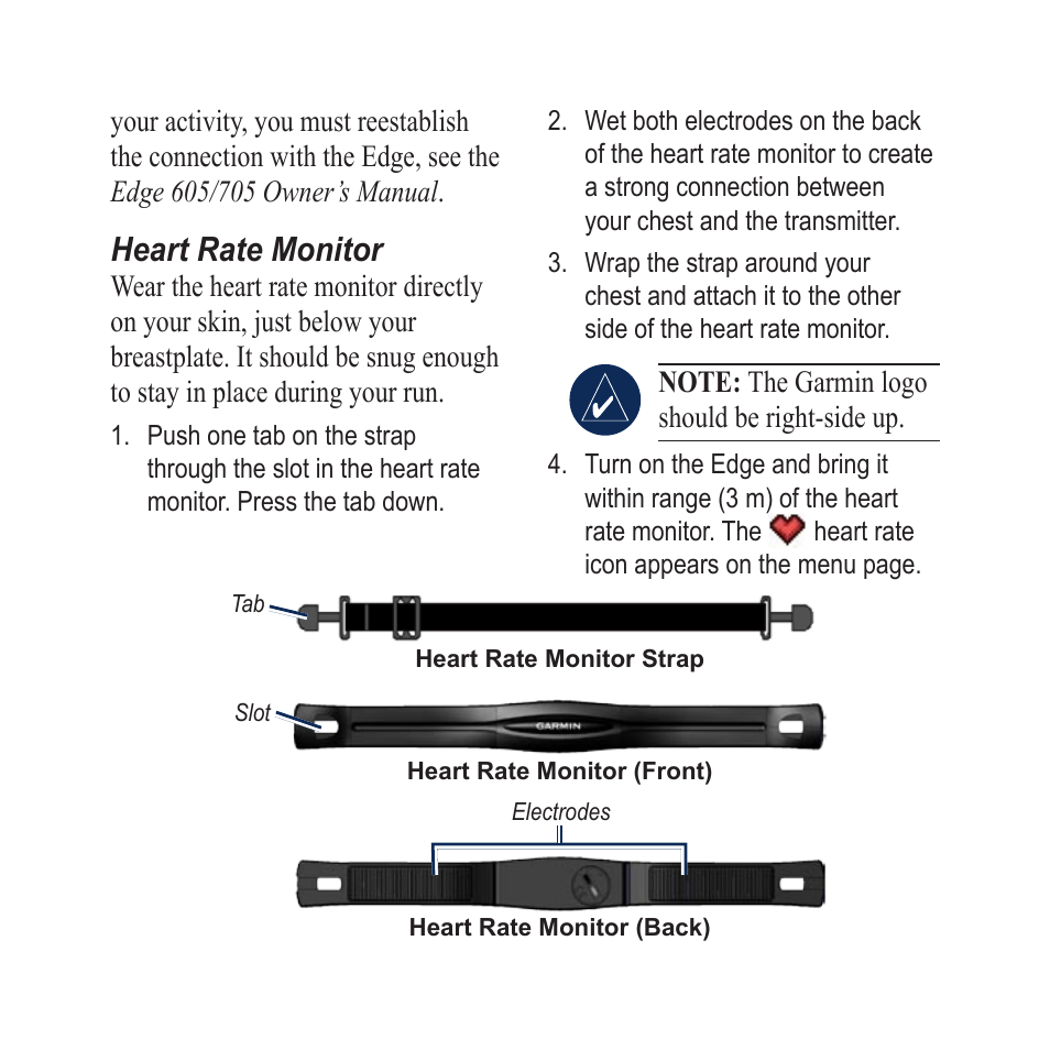 Heart rate monitor | Garmin Edge 605 User Manual | Page 7 / 12