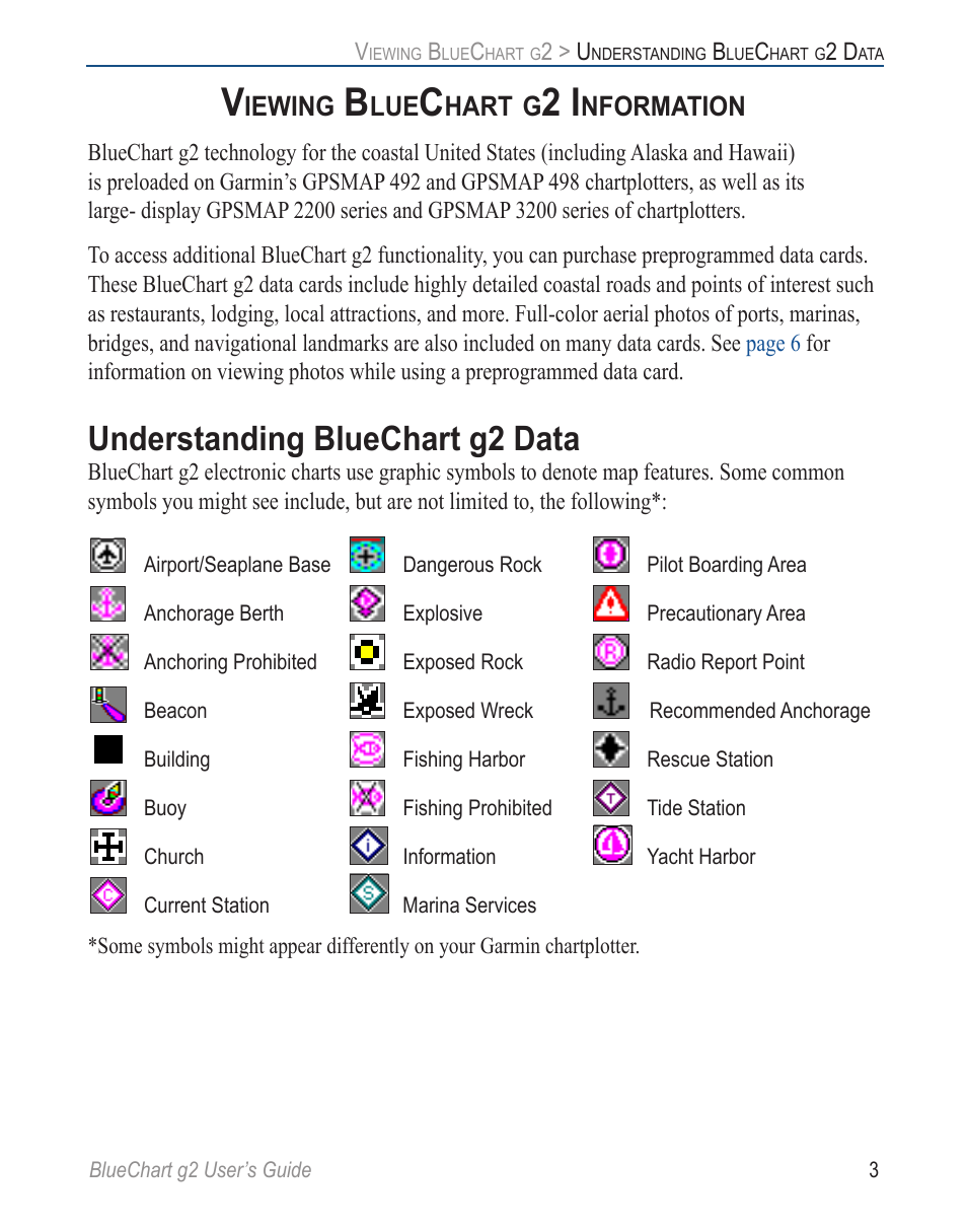 Viewing bluechart g2 information, Understanding bluechart g2 data | Garmin G2 User Manual | Page 11 / 24