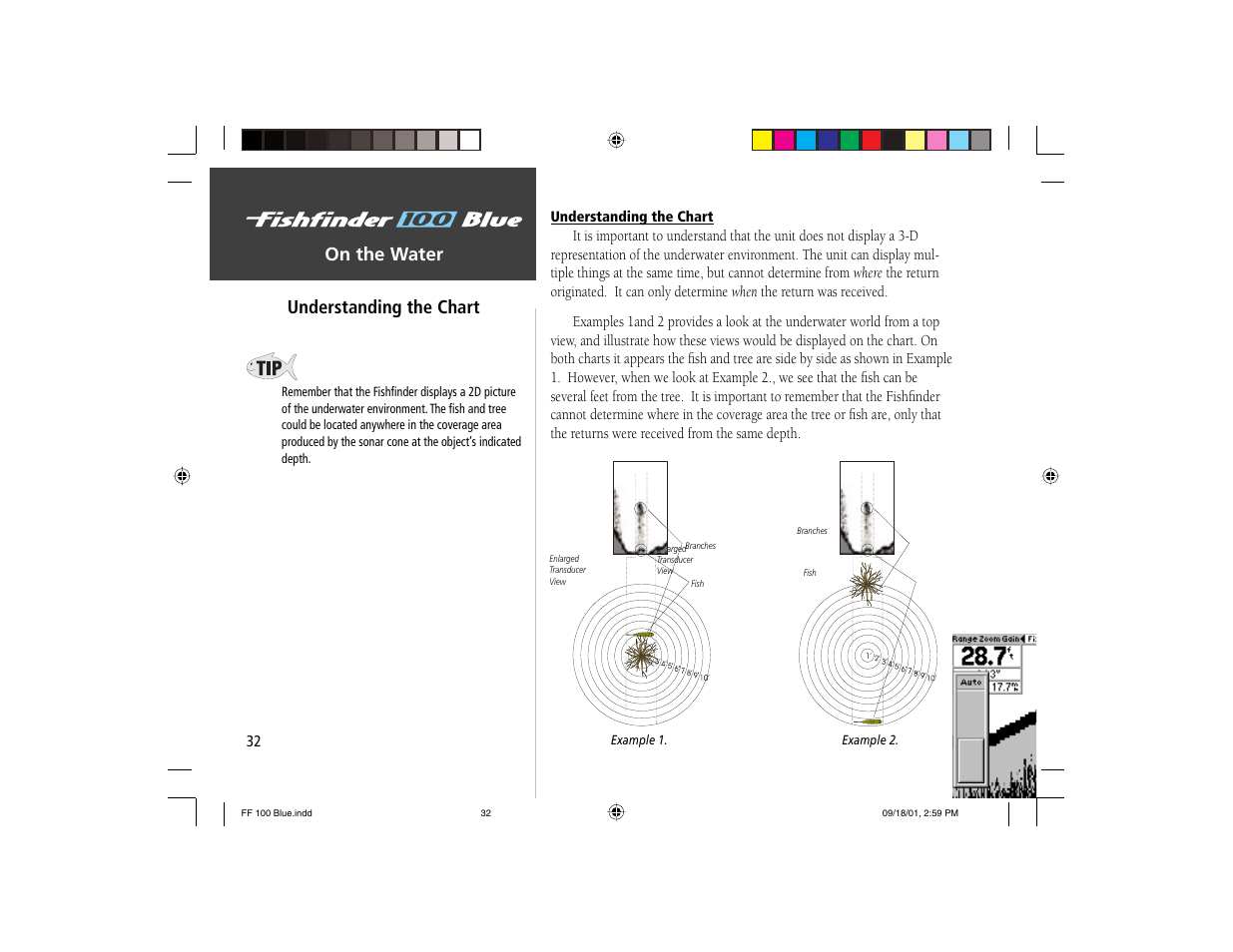 On the water, On the water understanding the chart | Garmin 100 BLUE User Manual | Page 40 / 50