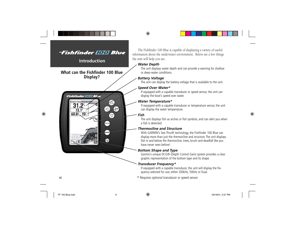 Introduction, What can the fishfi nder 100 blue display | Garmin 100 BLUE User Manual | Page 8 / 50