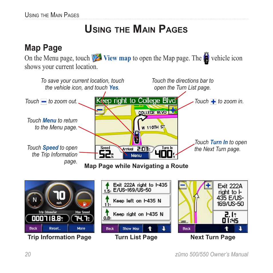Map page | Garmin 550 User Manual | Page 26 / 70