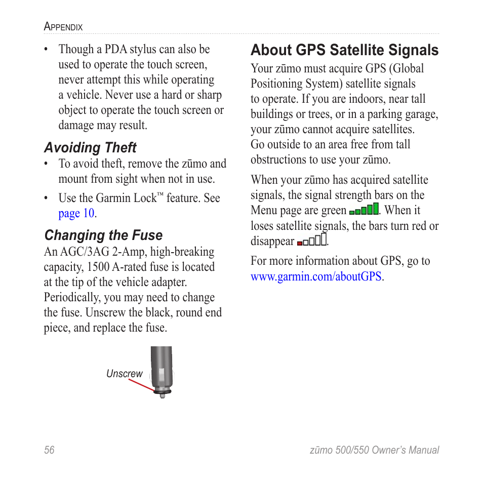 About gps satellite signals | Garmin 550 User Manual | Page 62 / 70