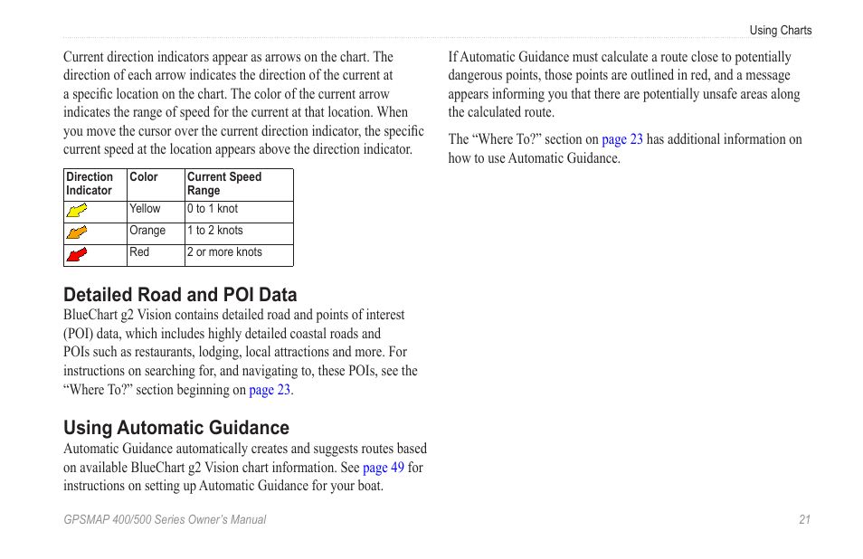 Detailed road and poi data, Using automatic guidance | Garmin GPSMAP 400 User Manual | Page 27 / 84