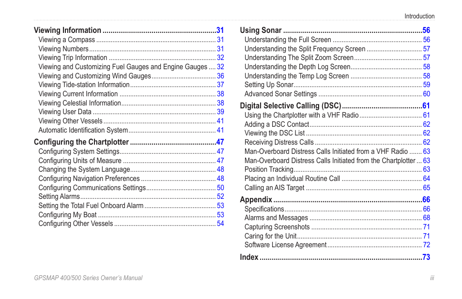 Garmin GPSMAP 400 User Manual | Page 5 / 84