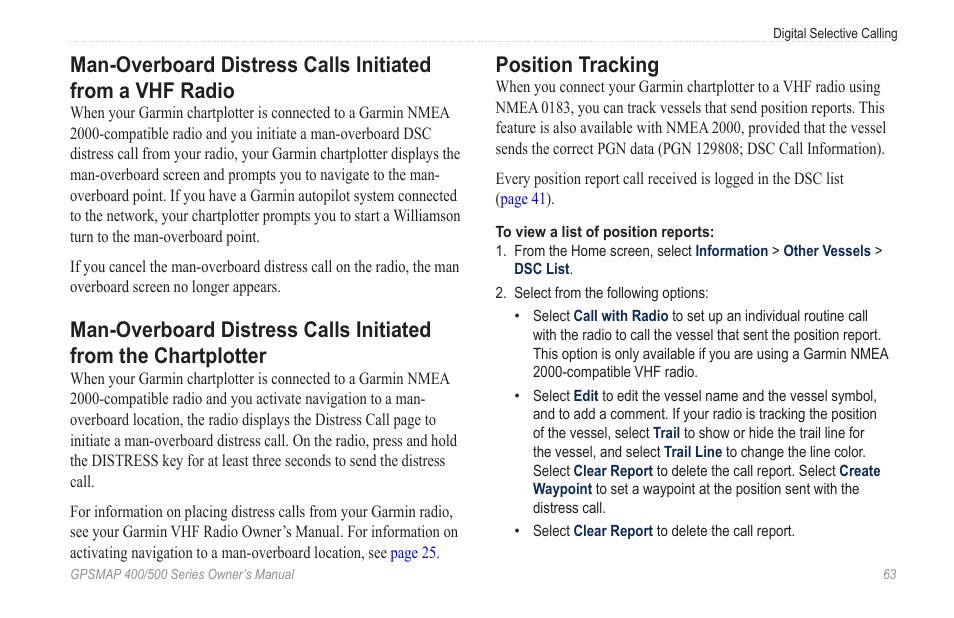 Position tracking | Garmin GPSMAP 400 User Manual | Page 69 / 84