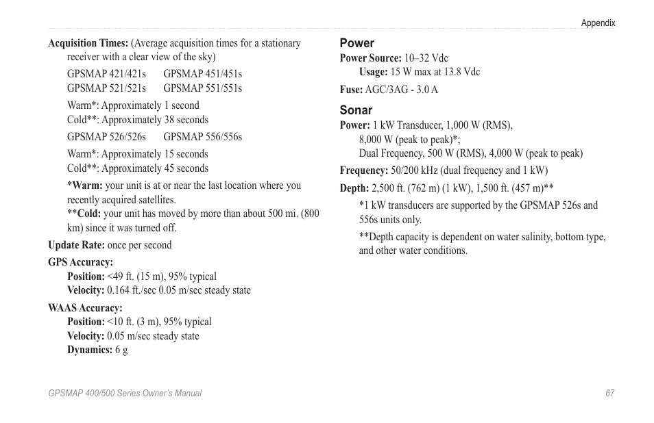 Garmin GPSMAP 400 User Manual | Page 73 / 84