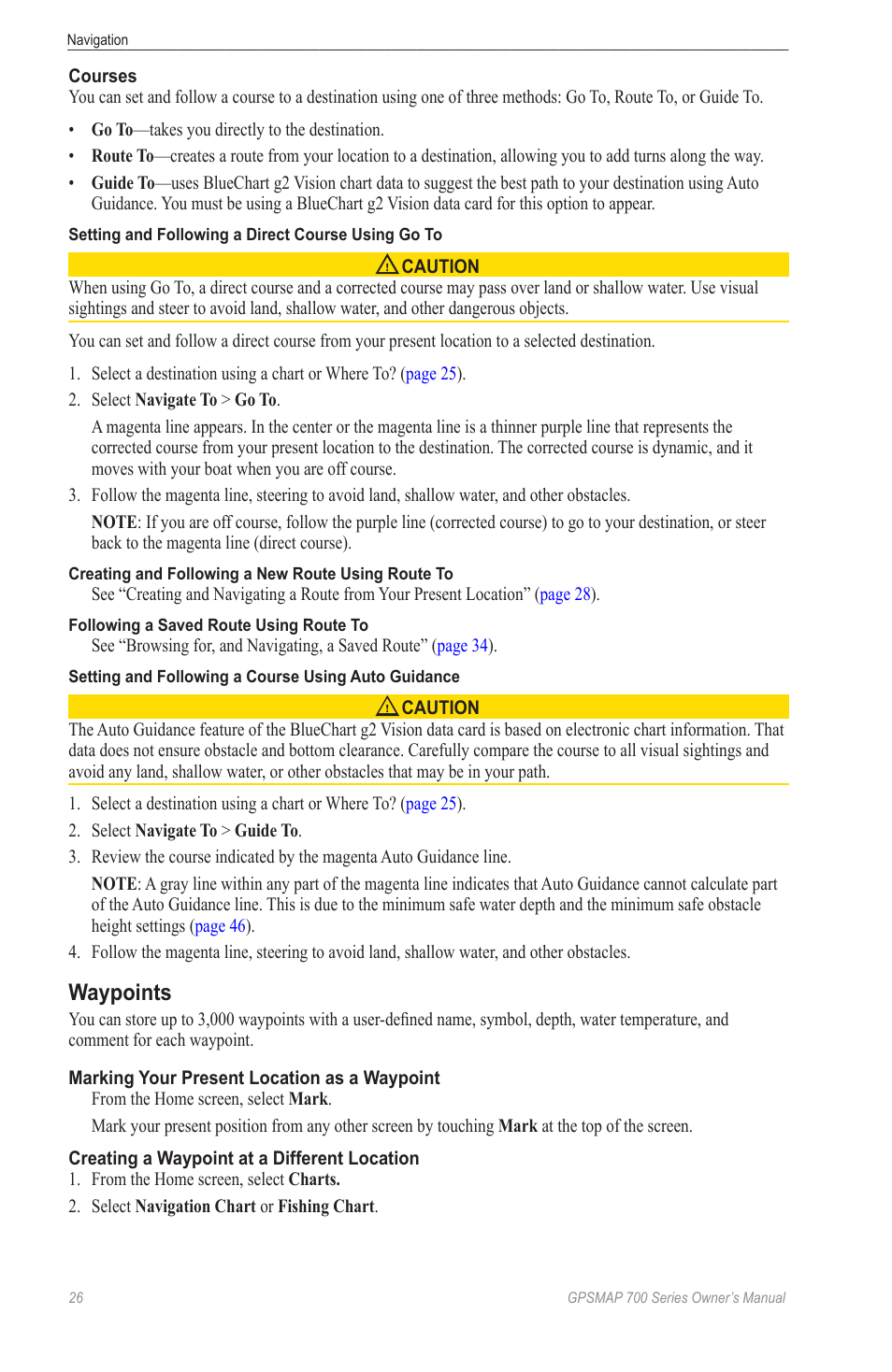 Waypoints, Aypoints, Or “t | Garmin GPSMAP 740s User Manual | Page 30 / 100