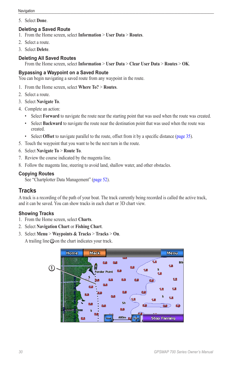 Tracks, Racks, To view a list of recorded tracks | Garmin GPSMAP 740s User Manual | Page 34 / 100
