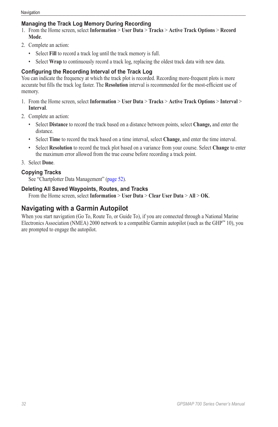 Navigating with a garmin autopilot | Garmin GPSMAP 740s User Manual | Page 36 / 100