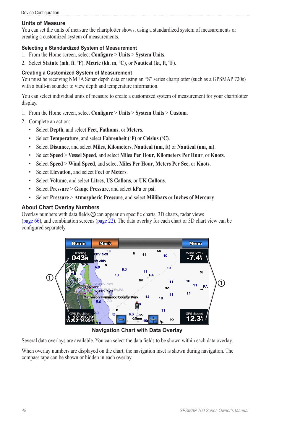 See “overlay numbers | Garmin GPSMAP 740s User Manual | Page 52 / 100