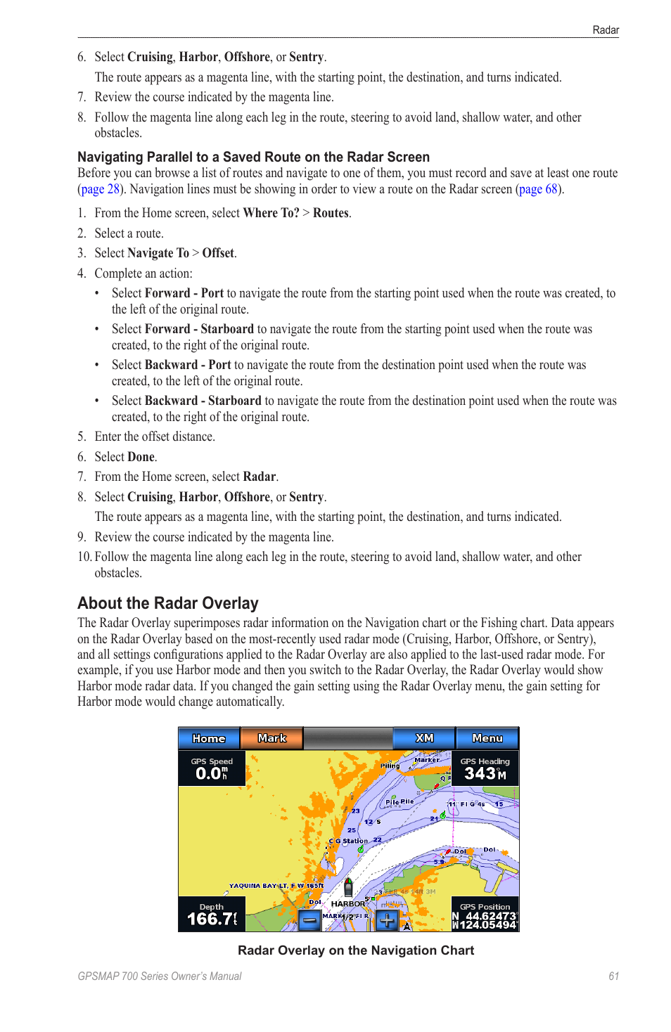 About the radar overlay | Garmin GPSMAP 740s User Manual | Page 65 / 100