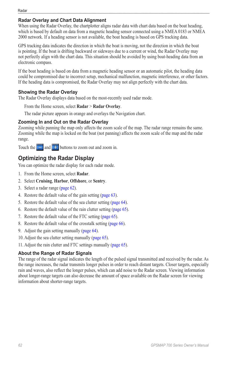 Optimizing the radar display | Garmin GPSMAP 740s User Manual | Page 66 / 100