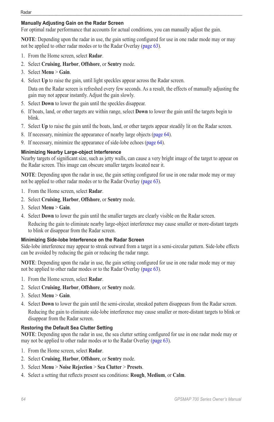 Adjust the gain setting manually | Garmin GPSMAP 740s User Manual | Page 68 / 100