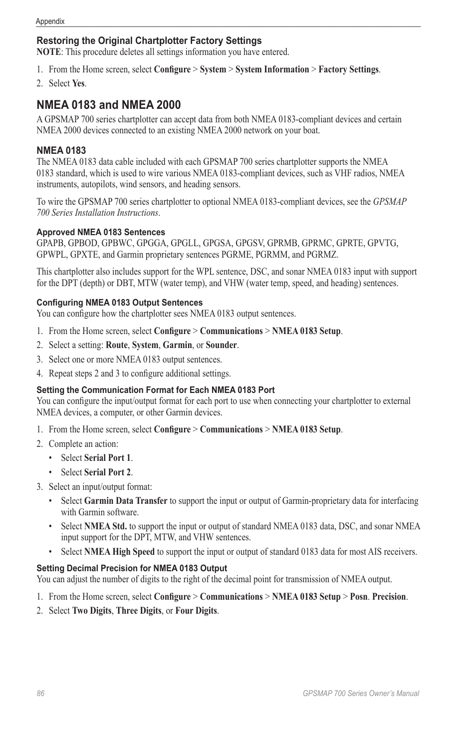 Nmea 0183 and nmea 2000 | Garmin GPSMAP 740s User Manual | Page 90 / 100