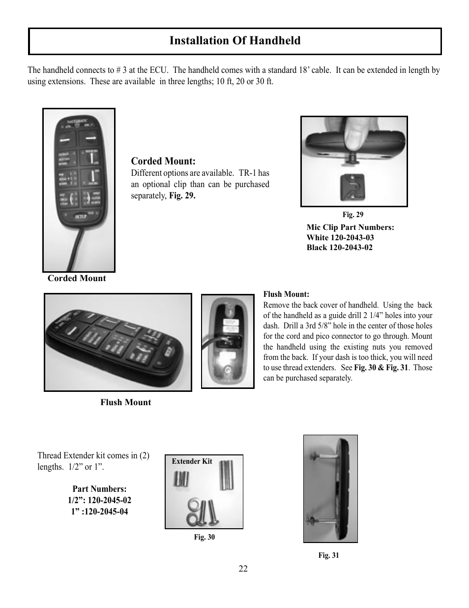 Installation of handheld | Garmin AUTOPILOT TR-1 User Manual | Page 22 / 48
