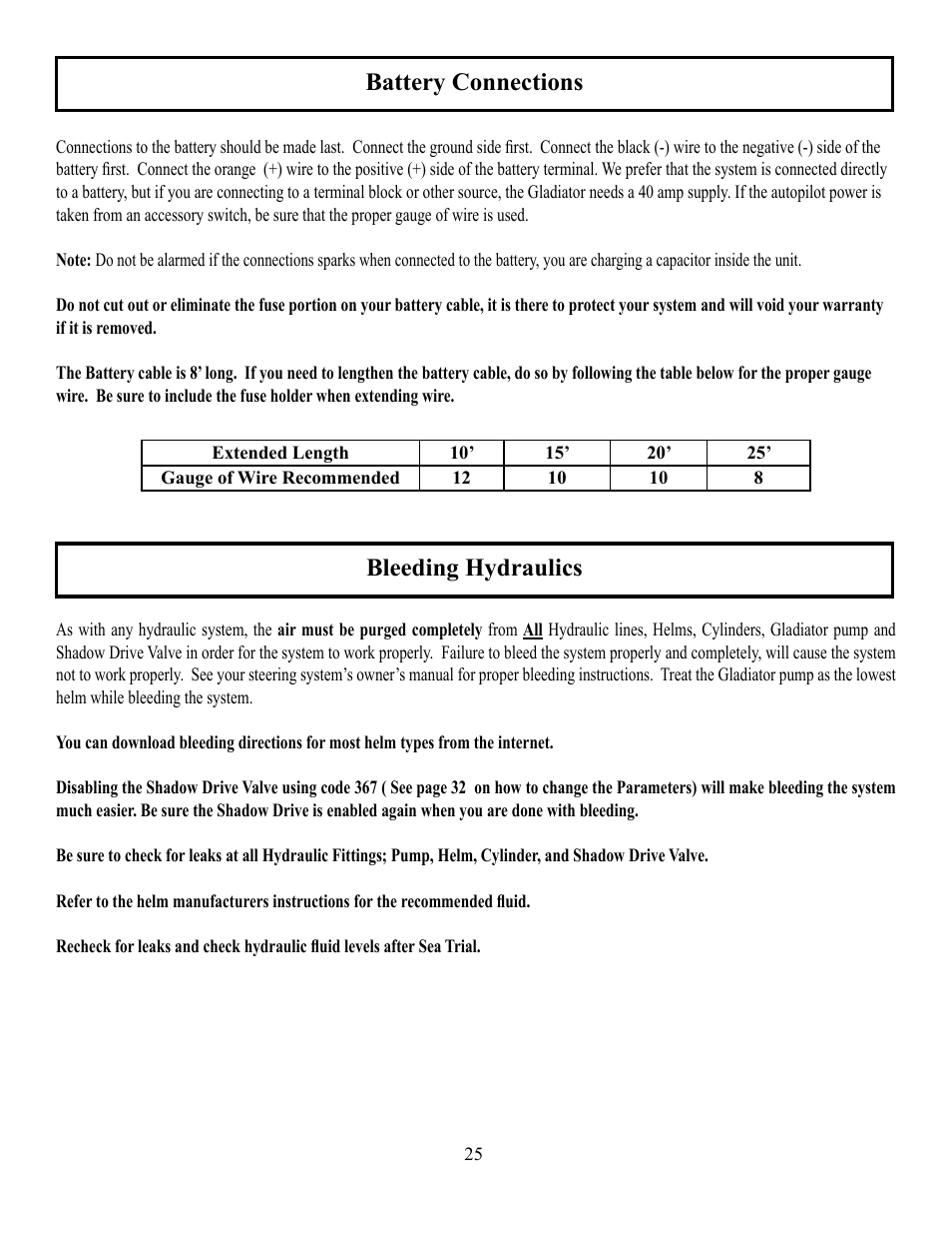 Battery connections bleeding hydraulics | Garmin AUTOPILOT TR-1 User Manual | Page 25 / 48