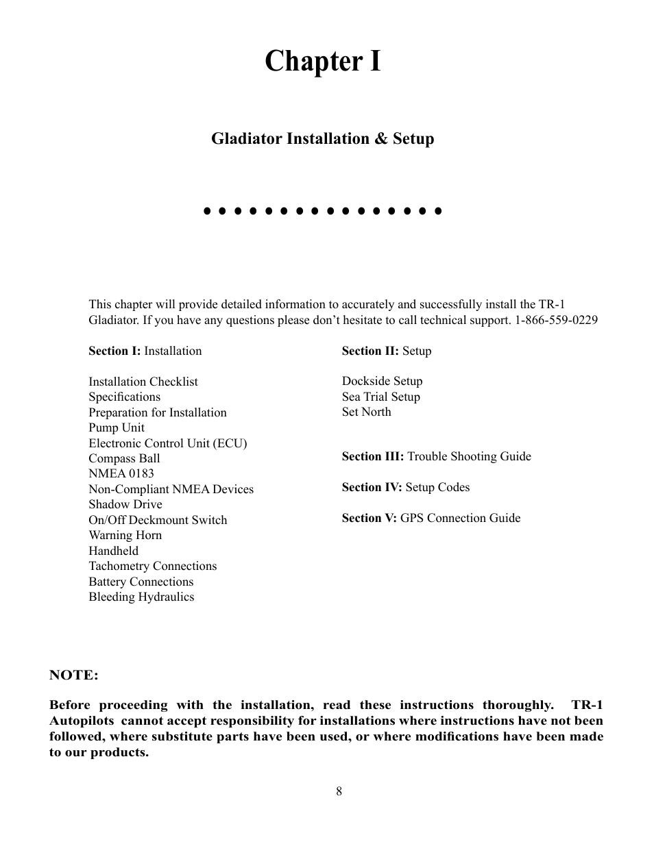 Chapter i | Garmin AUTOPILOT TR-1 User Manual | Page 8 / 48