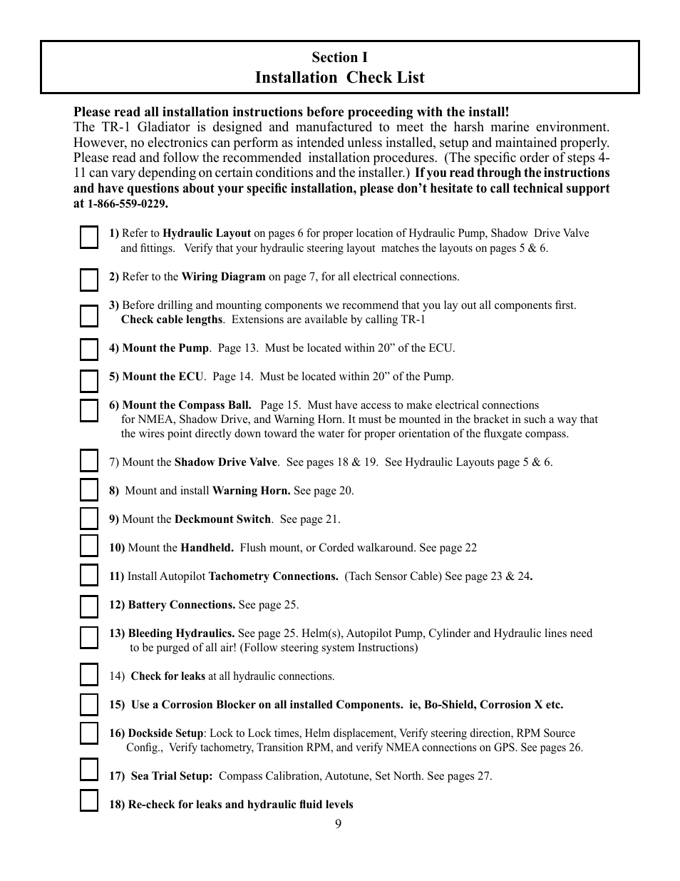 Installation check list | Garmin AUTOPILOT TR-1 User Manual | Page 9 / 48