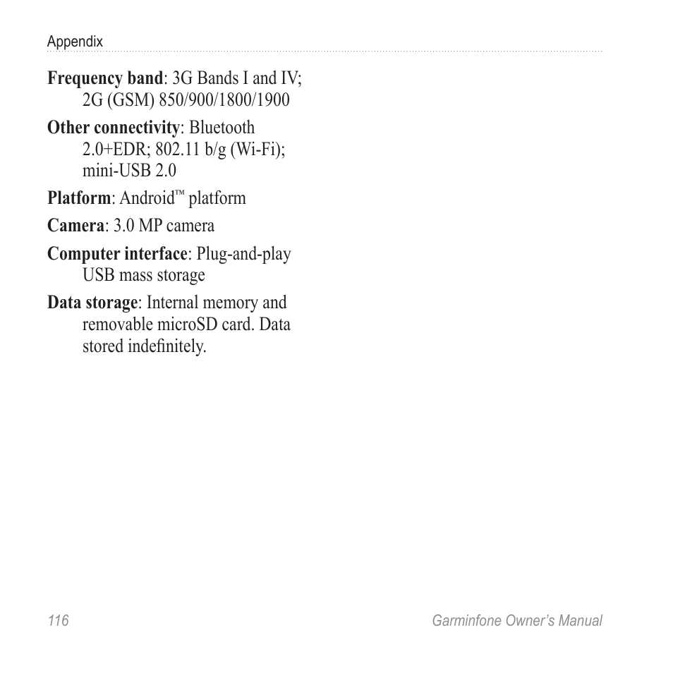 Garmin Cell Phone User Manual | Page 124 / 134